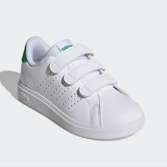 Adidas Kids White and Green Sneakers
