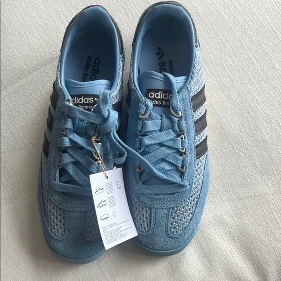 Adidas Light Blue Sneakers with Dark Stripes Wales Bonner SL76