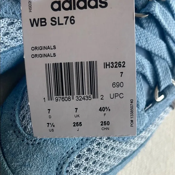 Adidas Light Blue Sneakers with Dark Stripes Wales Bonner SL76