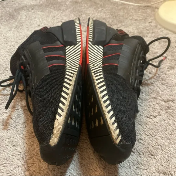 Adidas NMD R1 V2 dazzle Black and Red Sneakers with Futuristic Aesthetic