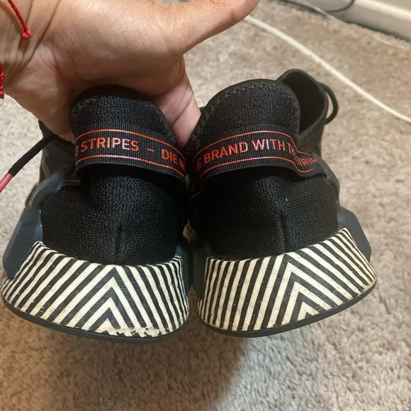 Adidas NMD R1 V2 dazzle Black and Red Sneakers with Futuristic Aesthetic