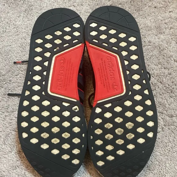 Adidas NMD R1 V2 dazzle Black and Red Sneakers with Futuristic Aesthetic