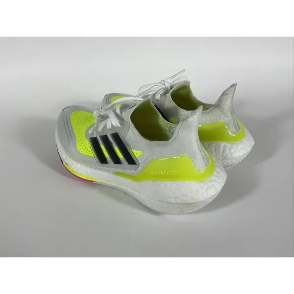 Adidas Ultraboost 21 J Running White Solar Yellow Sneakers FZ2929 Size 5