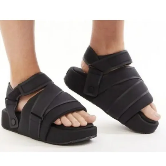 Adidas Y3 Yohji Yamamoto Comfylette Black Platform strappy sandals Men 5/Women 6