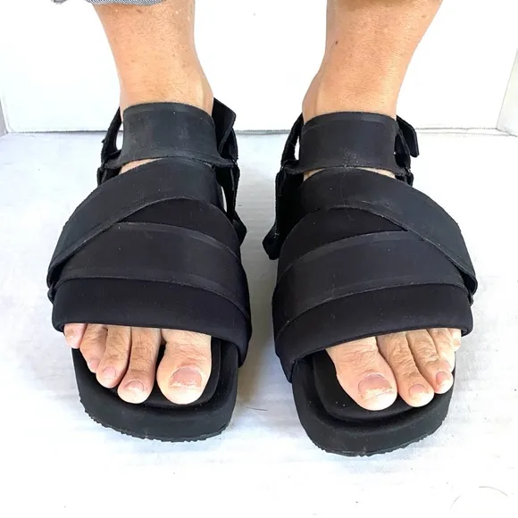 Adidas Y3 Yohji Yamamoto Comfylette Black Platform strappy sandals Men 5/Women 6