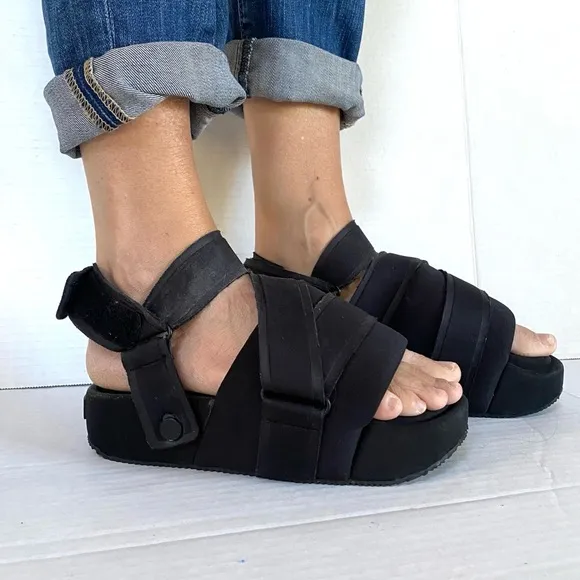 Adidas Y3 Yohji Yamamoto Comfylette Black Platform strappy sandals Men 5/Women 6