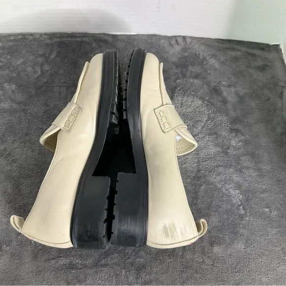 Aeyde Ruth Lug Sole Platform Italian  Apron-toe Loafer Crème With A Chunky Heel