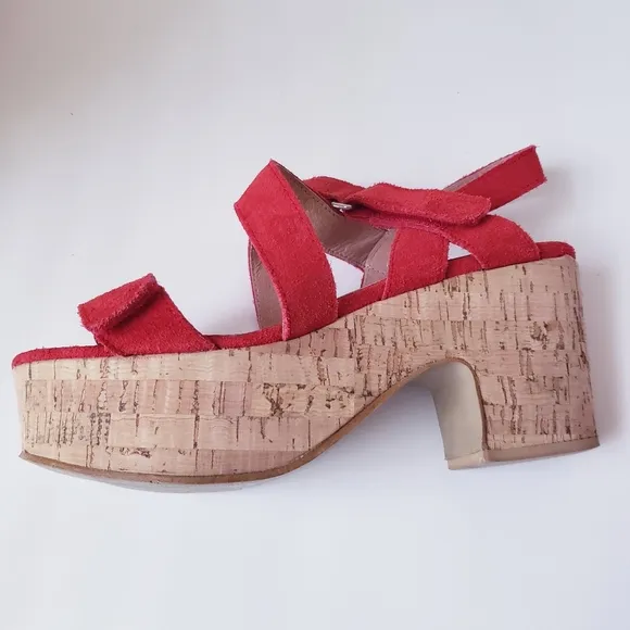 AG by Andrea Gomez Red Suede Platform Sandals
