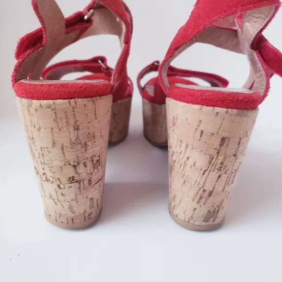 AG by Andrea Gomez Red Suede Platform Sandals