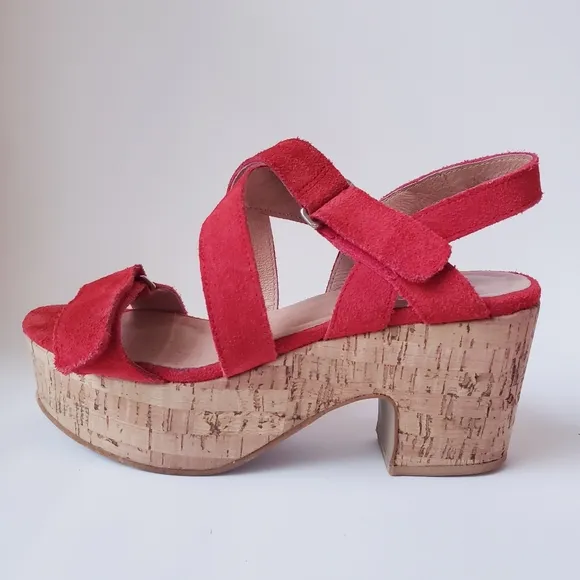 AG by Andrea Gomez Red Suede Platform Sandals