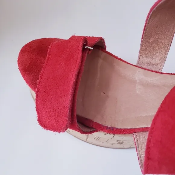 AG by Andrea Gomez Red Suede Platform Sandals