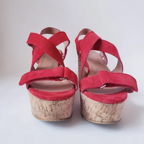 AG by Andrea Gomez Red Suede Platform Sandals