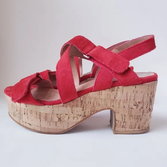 AG by Andrea Gomez Red Suede Platform Sandals