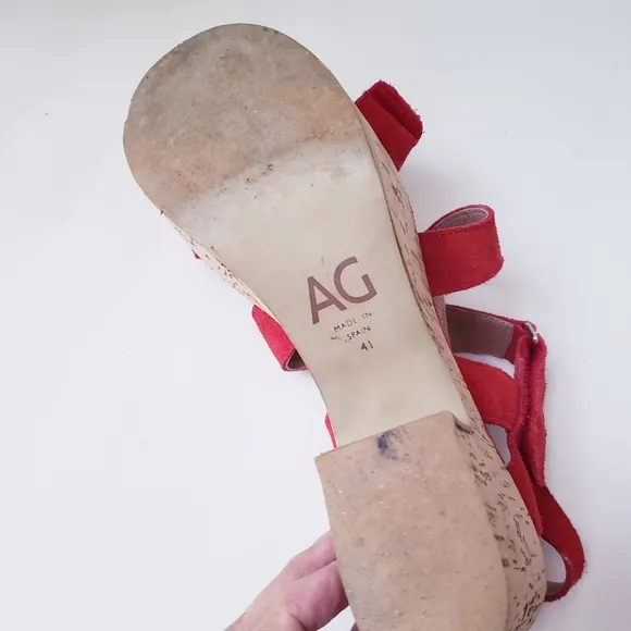 AG by Andrea Gomez Red Suede Platform Sandals