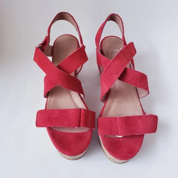 AG by Andrea Gomez Red Suede Platform Sandals