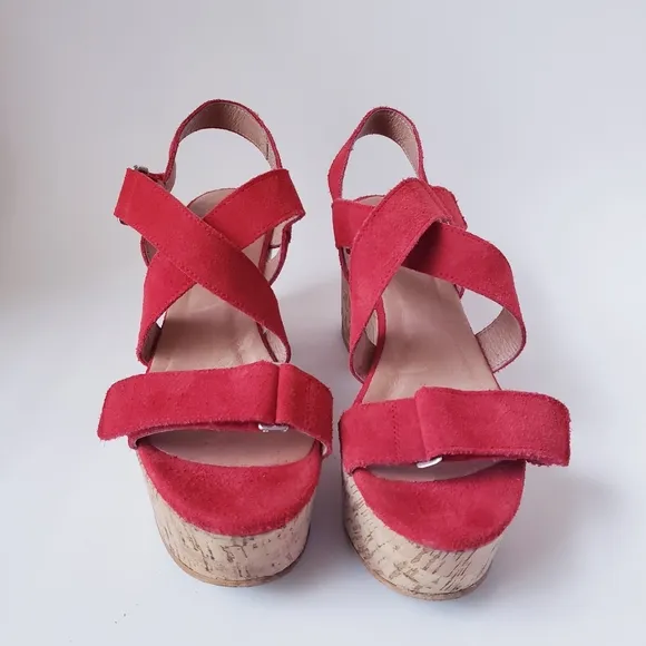 AG by Andrea Gomez Red Suede Platform Sandals