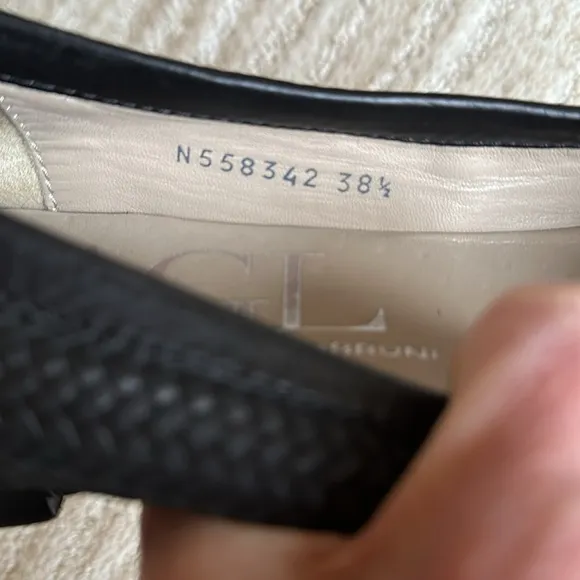 AGL Attilio Giusti Leombruni Black Leather Woven Cap Toe Ballet Flats Shoe 38.5