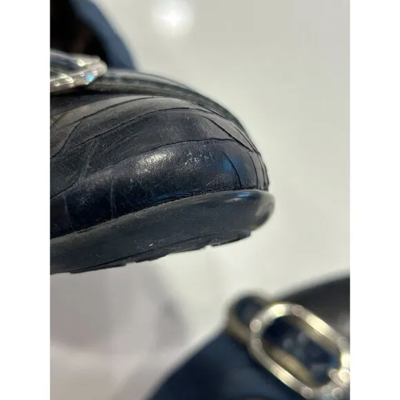 AGL Attilio Giusti Leombruni Metallic Suede Cap Toe Flats in Blue -Sz 9.5