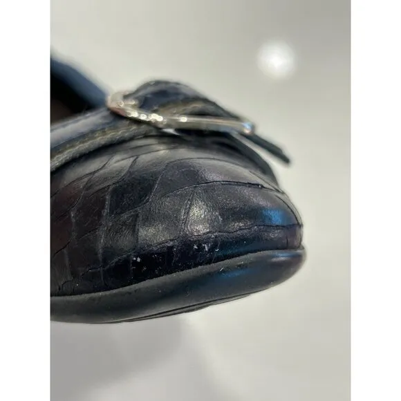 AGL Attilio Giusti Leombruni Metallic Suede Cap Toe Flats in Blue -Sz 9.5