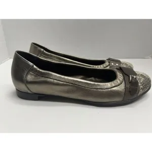 AGL Attilio Giusti Leombruni Women’s Snake Skin Toe Metallic Leather Flats 39