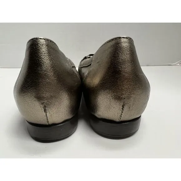 AGL Attilio Giusti Leombruni Women’s Snake Skin Toe Metallic Leather Flats 39