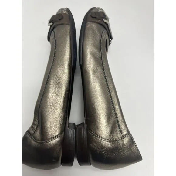 AGL Attilio Giusti Leombruni Women’s Snake Skin Toe Metallic Leather Flats 39