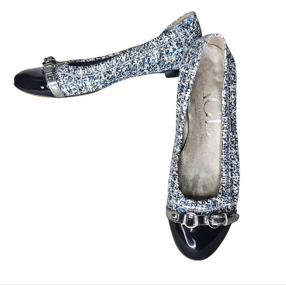 AGL Ballet Flats Womens Sz 37 US 6.5 Snake Print Cap Toe Patent Leather Monika