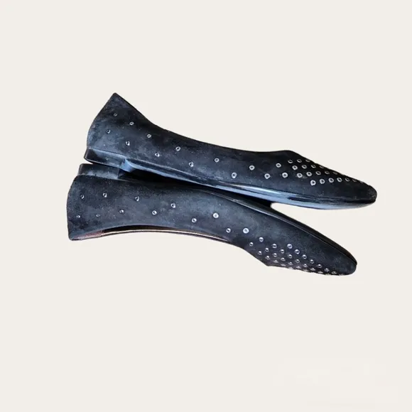 AGL Black Suede Studded Point Toe Flats