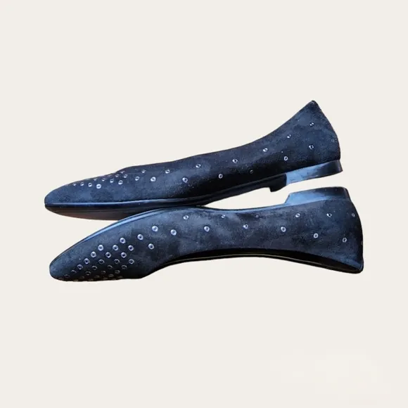 AGL Black Suede Studded Point Toe Flats