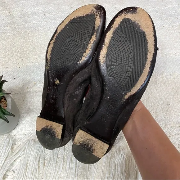 AGL brown metallic &amp; patent leather cap toe flats