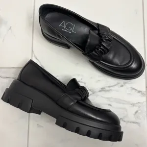 AGL Celeste Lug Sole Loafers EUR 38 Platform Chunky Leather Schoolgirl Preppy