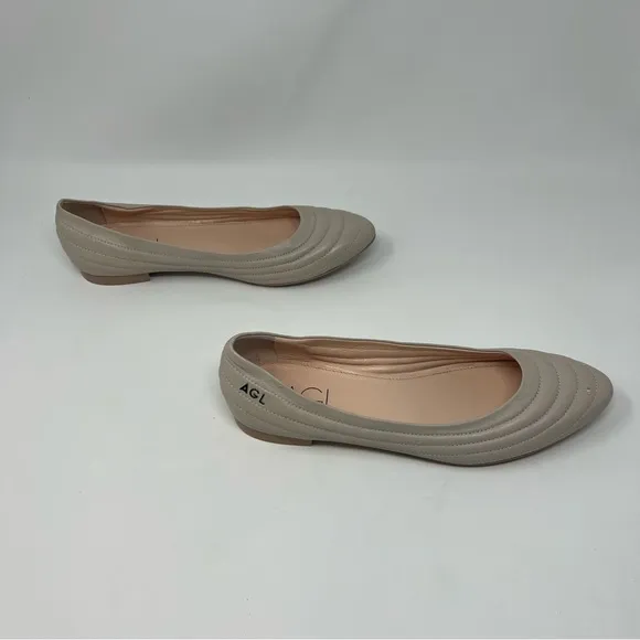 AGL MIledy Cream Leather Quilted Flats Shoes Women Size 40 US 10