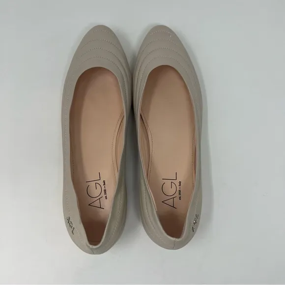 AGL MIledy Cream Leather Quilted Flats Shoes Women Size 40 US 10