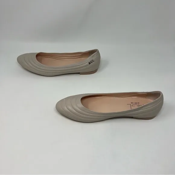 AGL MIledy Cream Leather Quilted Flats Shoes Women Size 40 US 10
