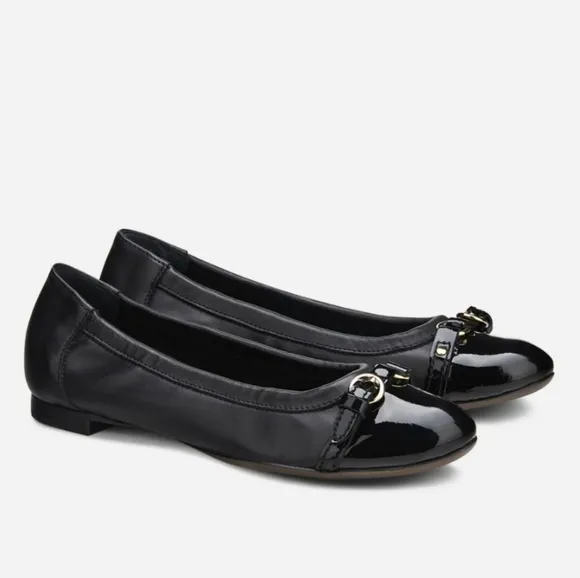 AGL Monika black capped toe ballet flats, New, EU 38.5 US 7.5