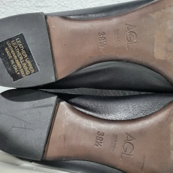 AGL Monika black capped toe ballet flats, New, EU 38.5 US 7.5