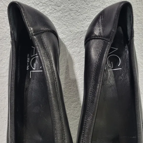 AGL Monika black capped toe ballet flats, New, EU 38.5 US 7.5