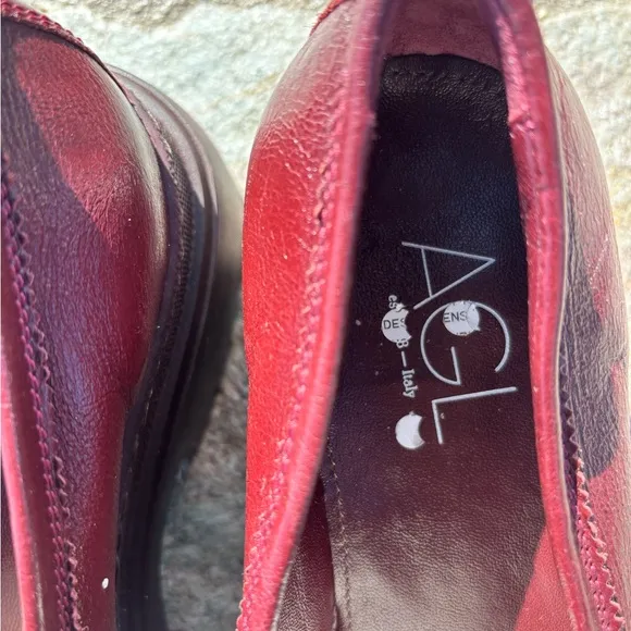 AGL  New W Tags - Lug Burgundy Loafers
