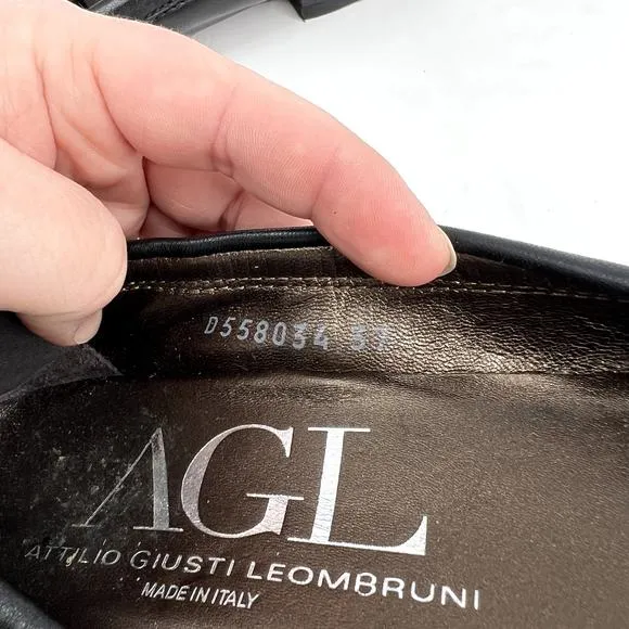 AGL Women's Patent Cap Toe Black Ballet Flats