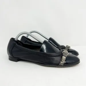 AGL Women's Patent Cap Toe Black Ballet Flats