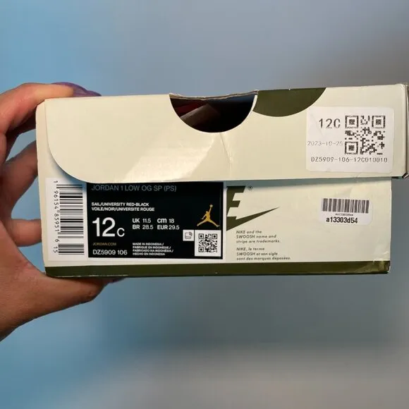 Air Jordan 1 Retro Low Travis Scott Olive Reverse Logo Black Size 12C DZ5909 106