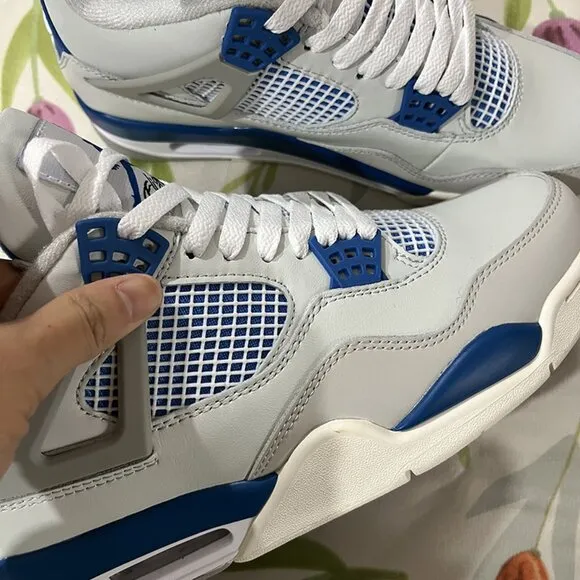 Air Jordan 4 Grey And Blue Sneakers