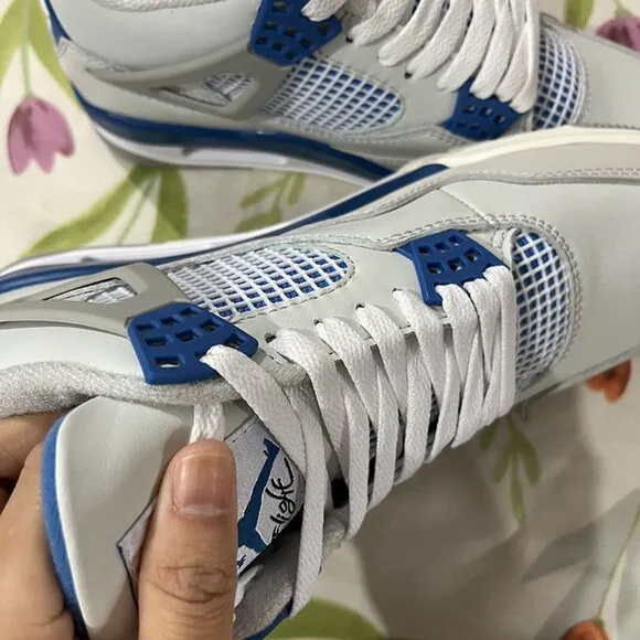 Air Jordan 4 Grey And Blue Sneakers