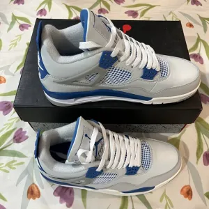 Air Jordan 4 Grey And Blue Sneakers