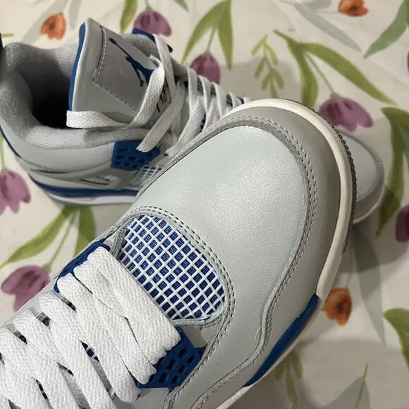 Air Jordan 4 Grey And Blue Sneakers