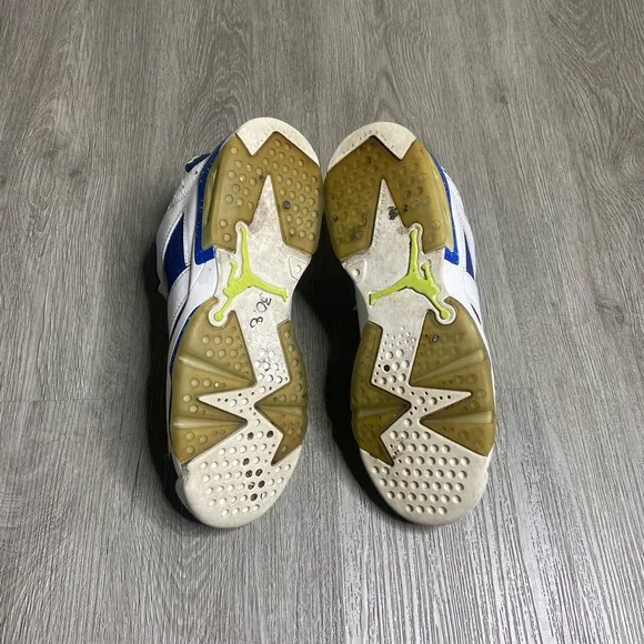 Air Jordan 6 Retro Ghost Green Low GS Boys Shoe Size 6Y Blue 768881-106 Preowned