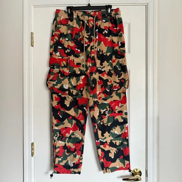 Air JORDAN Flight Heritage Tan Red Green Black Camo Cargo Pocket Pant STREETWEAR
