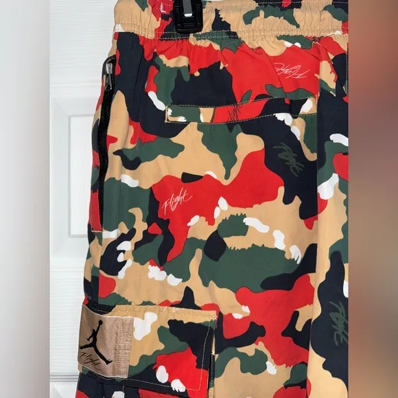 Air JORDAN Flight Heritage Tan Red Green Black Camo Cargo Pocket Pant STREETWEAR