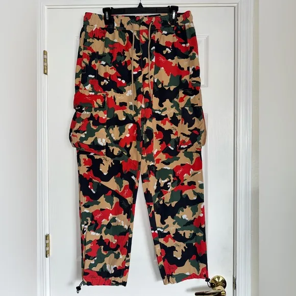 Air JORDAN Flight Heritage Tan Red Green Black Camo Cargo Pocket Pant STREETWEAR