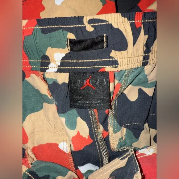 Air JORDAN Flight Heritage Tan Red Green Black Camo Cargo Pocket Pant STREETWEAR